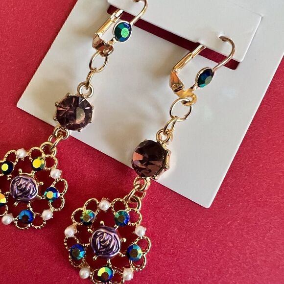 🌺 Betsey Johnson sparkling drop dangle earrings 🌺 - Picture 6 of 7